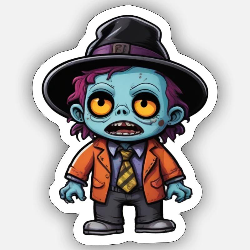 Zombie d'Halloween - Sticker taille S (10 x 10 cm) - blanc mat