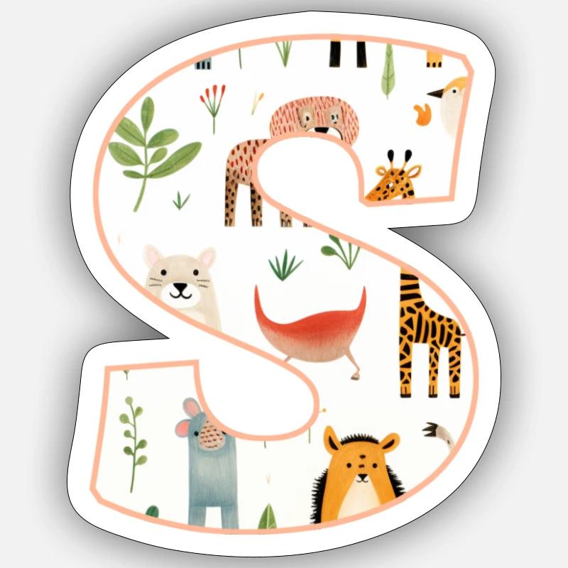 Buchstabe S, Monogramm, Tiermuster Sticker Größe S (10 x 10 cm)