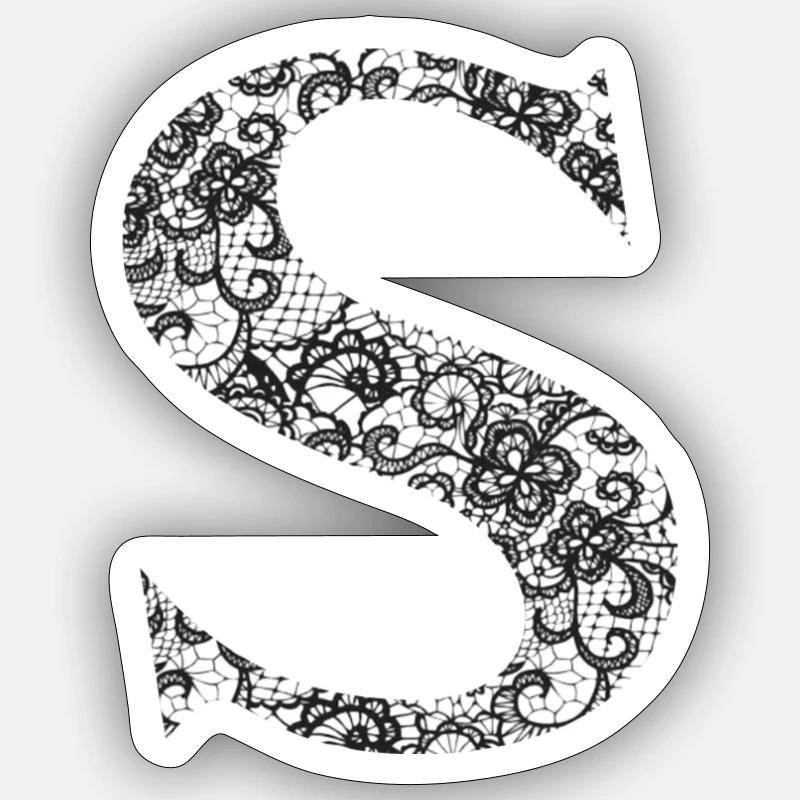 S Lace Letter Spitzen Buchstabe - Sticker Größe S (10 x 10 cm) - Mattweiß