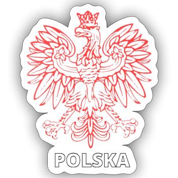 Aigle polonais - Sticker taille S (10 x 10 cm) - blanc mat - Devant