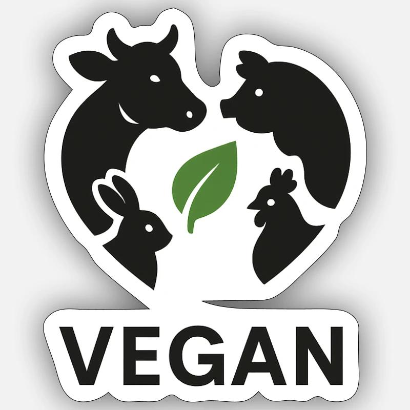 Végétalien - Sticker taille S (10 x 10 cm) - blanc mat