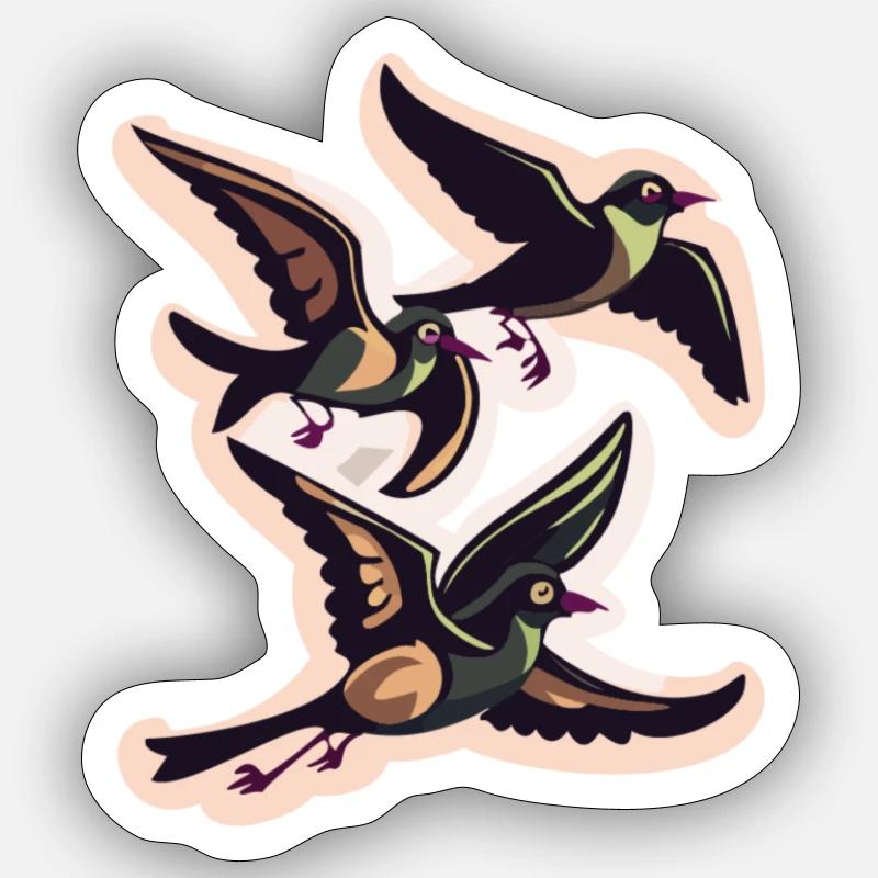 Vogelschwarm - Sticker Größe S (10 x 10 cm) - Mattweiß