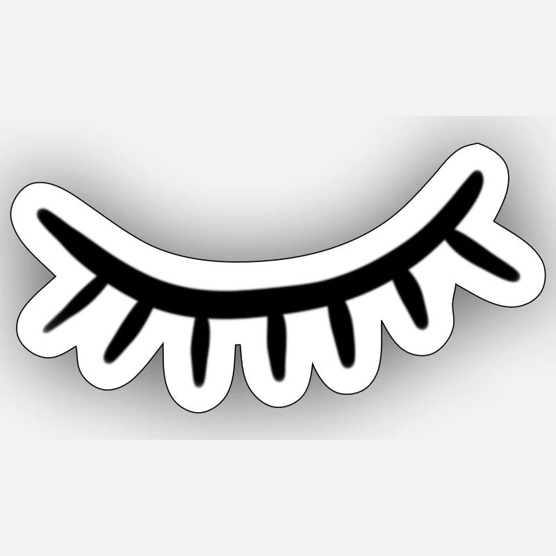 Eyelash Minimal – Closed Eye Sketch - Sticker size S (10 x 10 cm) - white matte