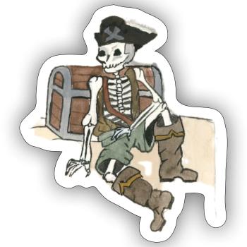 Skelett - Sticker Größe S (10 x 10 cm) - Mattweiß - Vorne