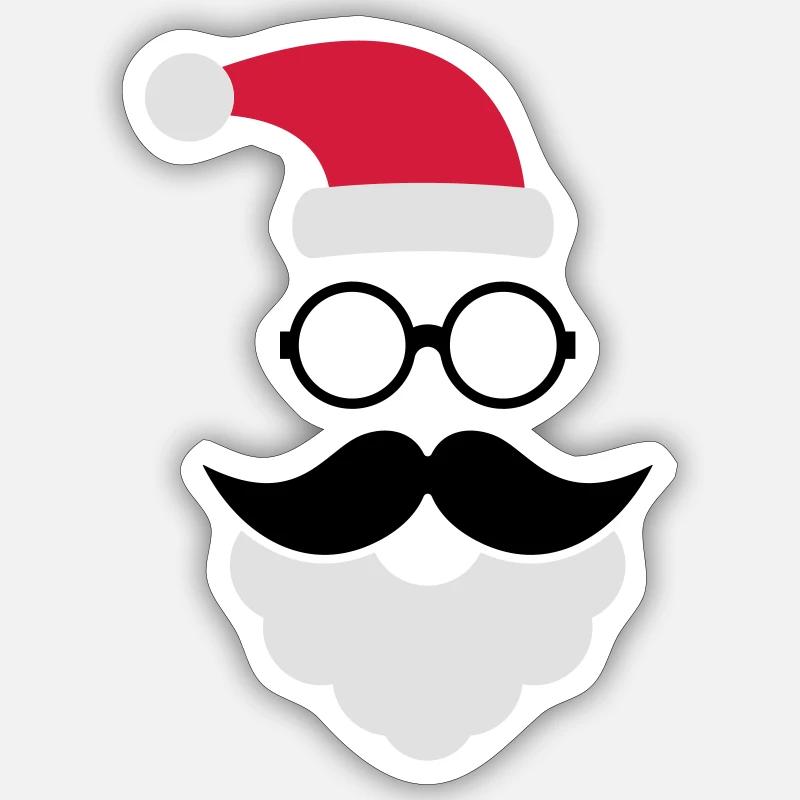 Hipster Santa Claus - Sticker taille S (10 x 10 cm) - blanc mat