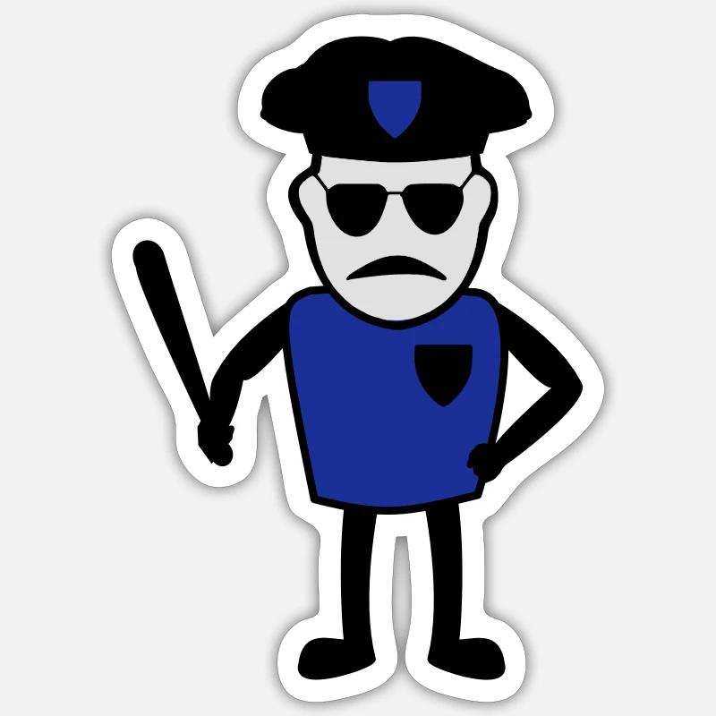 Policeman avec matraque Sticker taille S (10 x 10 cm)