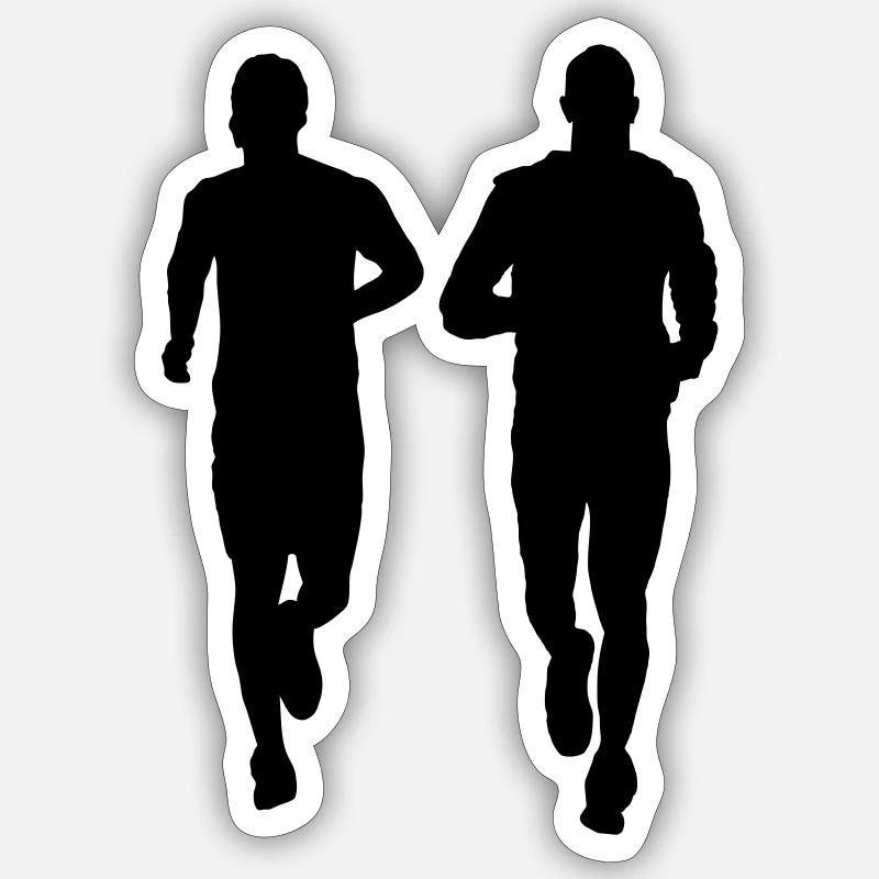 laufendes Paar zwei Männer - Sticker Größe S (10 x 10 cm) - Mattweiß