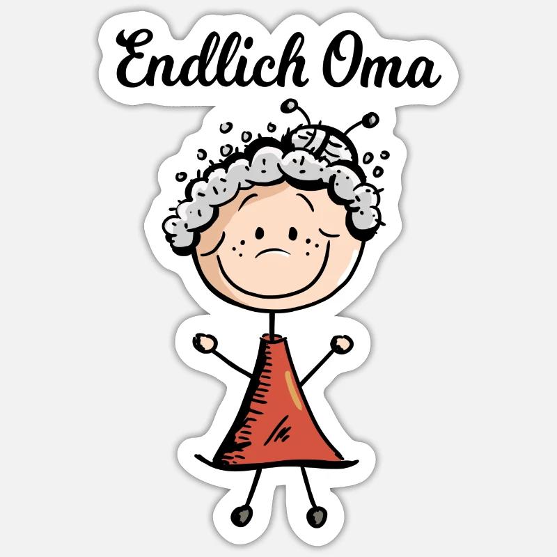 Endlich Oma - Baby - Geburt - Großmutter -Geschenk Sticker Größe S (10 x 10 cm)