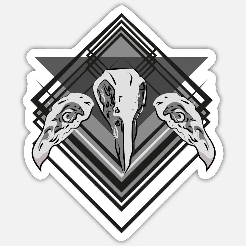 Bird Skull - Sticker taille S (10 x 10 cm) - blanc mat