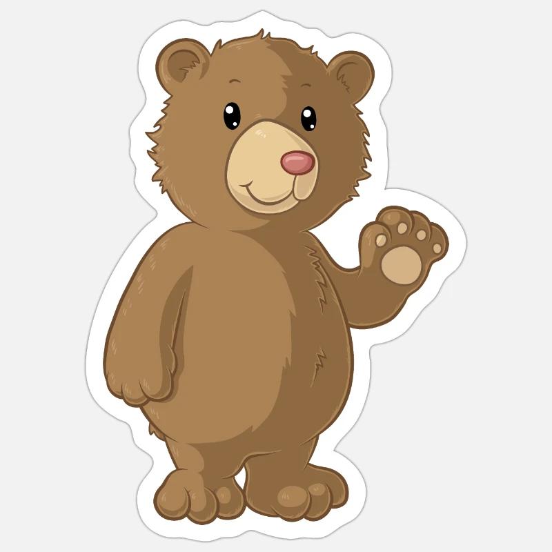 Winkender Comic Bär - Sticker Größe S (10 x 10 cm) - Mattweiß