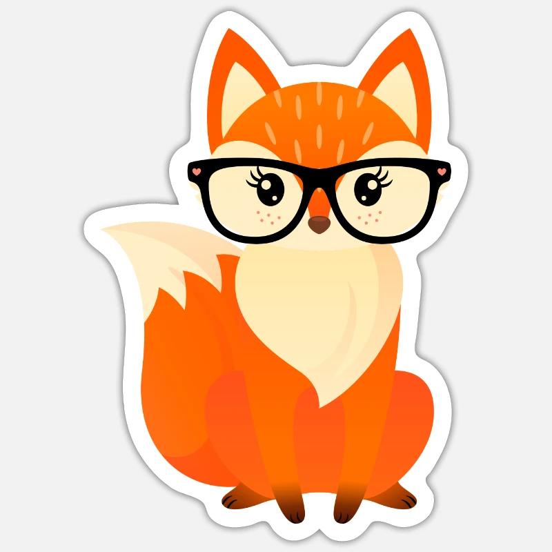 Fuchs Mit Brille Einschulung Schule Schlau - Sticker Größe S (10 x 10 cm) - Mattweiß