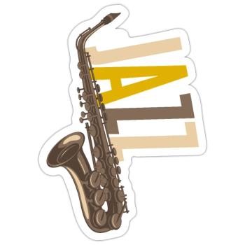 Jazz Saxophon - Sticker Größe S (10 x 10 cm) - Mattweiß - Vorne