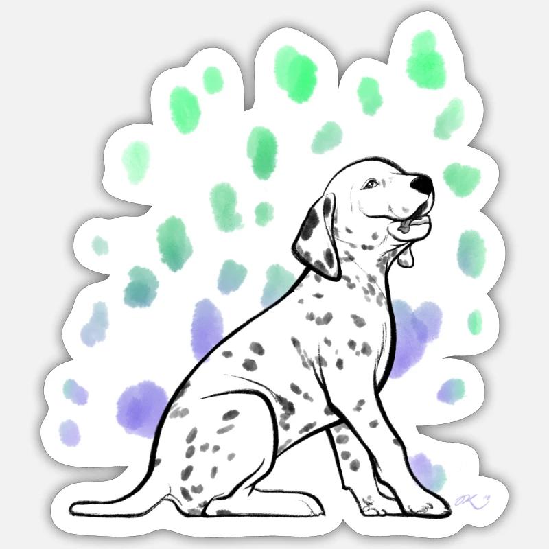 Chiot dalmatien - Sticker taille S (10 x 10 cm) - blanc mat