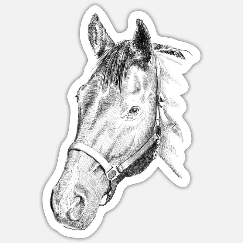 Pferd - Sticker taille S (10 x 10 cm) - blanc mat