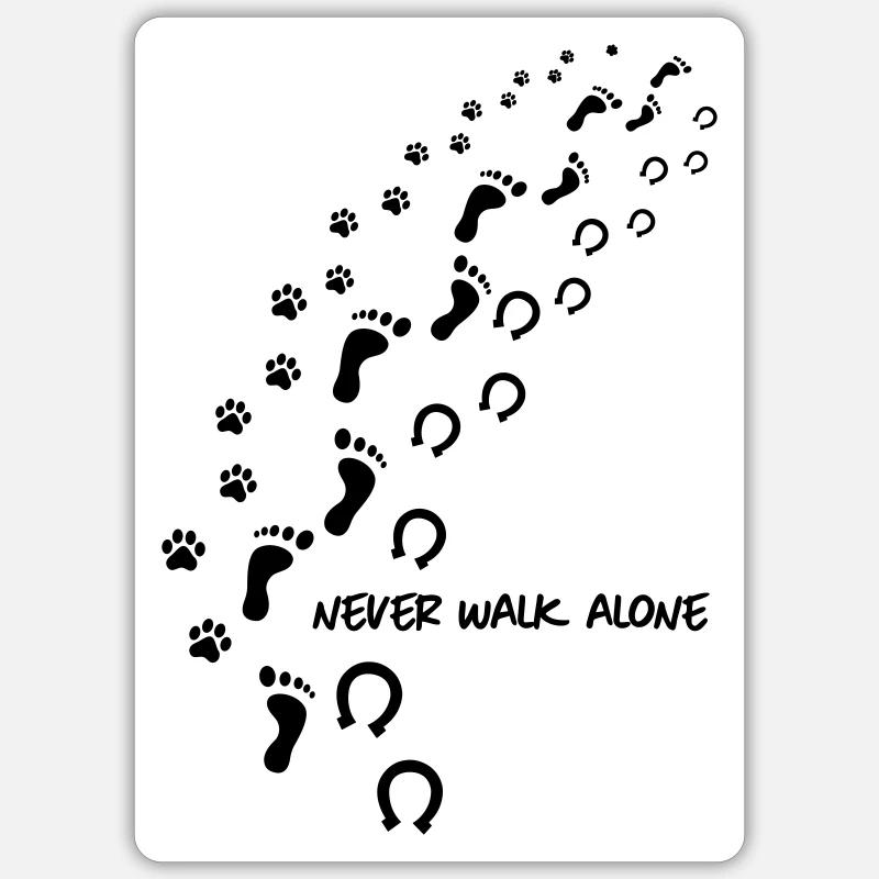 never walk alone hund pferd - Sticker Größe S (10 x 10 cm) - Mattweiß