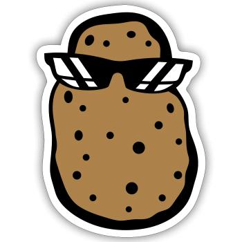 sunglasses cool guy eating potato delicious cook - Sticker size S (10 x 10 cm) - white matte - Front