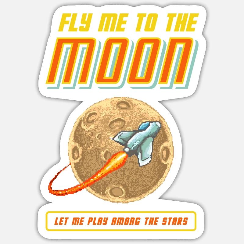 Volez-moi vers la lune - Sticker taille S (10 x 10 cm) - blanc mat