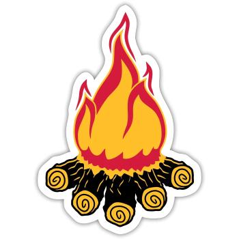 lagerfeuer camping abend nacht campen camper holz - Sticker Größe S (10 x 10 cm) - Mattweiß - Vorne