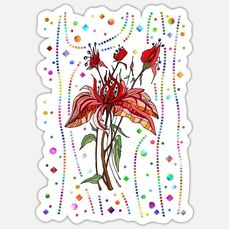 fleurs - Sticker taille S (10 x 10 cm) - blanc mat