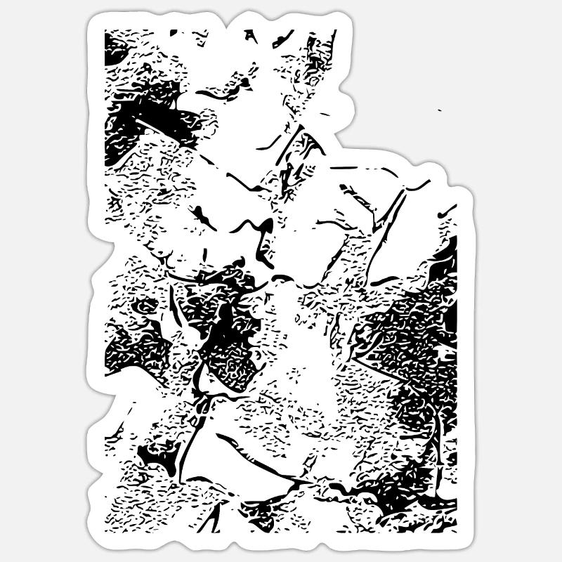 Abstract image / line / black / pattern - Sticker size S (10 x 10 cm) - white matte