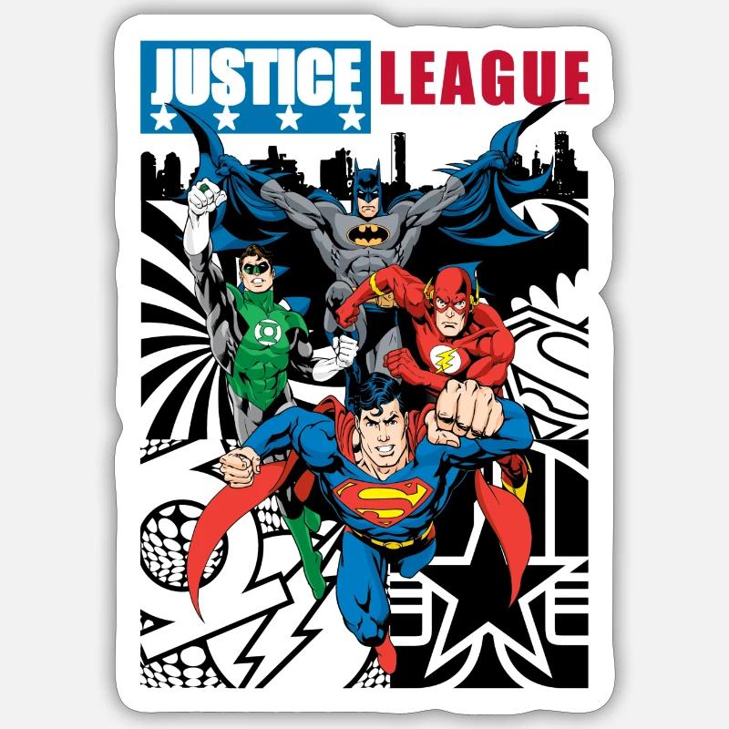 DC Comics Ligue De Justice D'Amérique Couverture - Sticker taille S (10 x 10 cm) - blanc mat