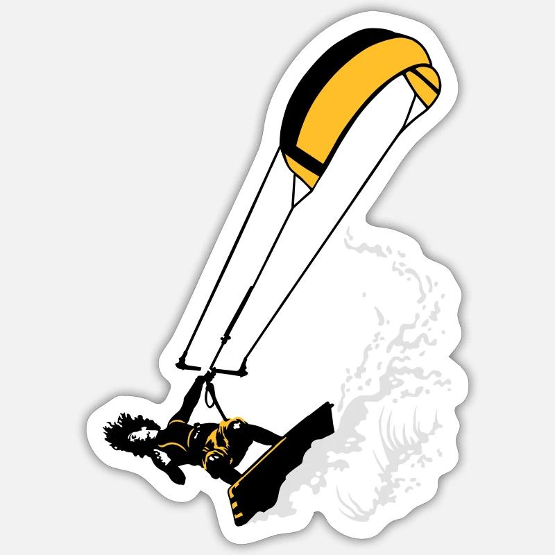 Kitesurfer and wave flex Sticker taille S (10 x 10 cm)