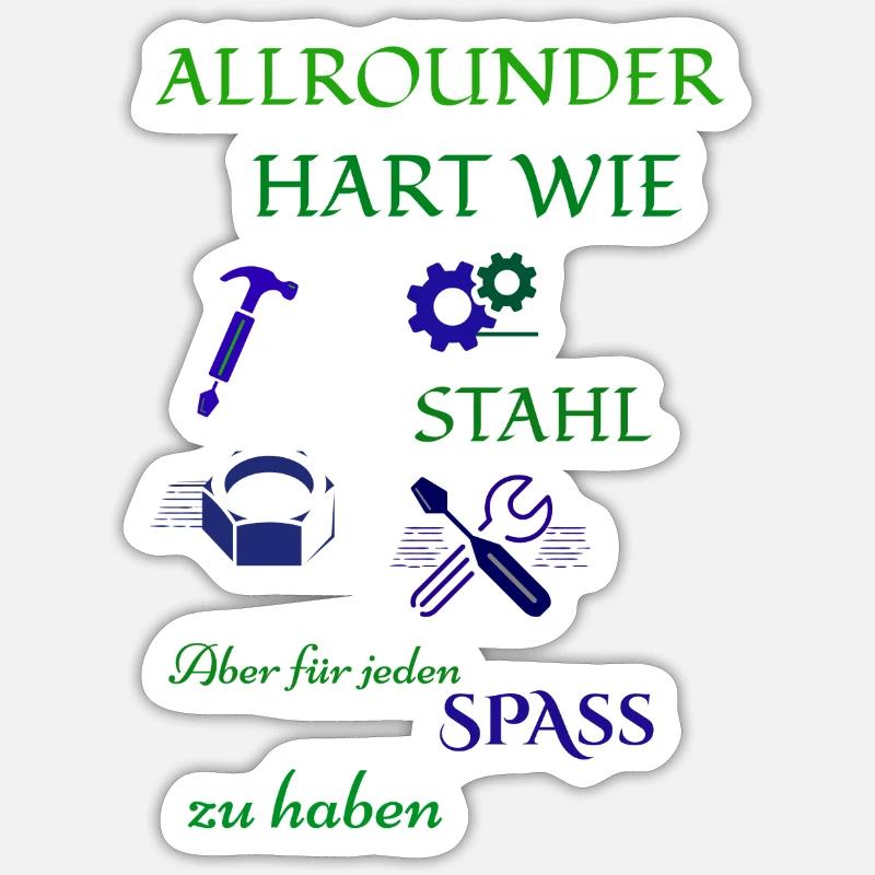 Handwerker Kaffee und Bier - Sticker Größe S (10 x 10 cm) - Mattweiß