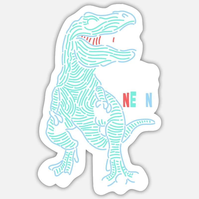 T-Rex Neon - Sticker taille S (10 x 10 cm) - blanc mat