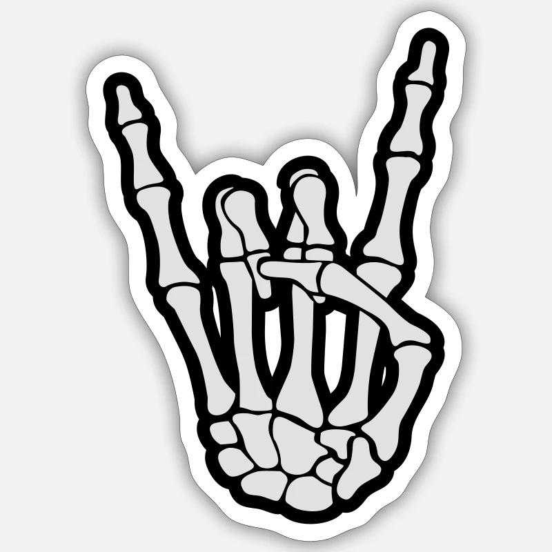 skull rock hand - Sticker taille S (10 x 10 cm) - blanc mat