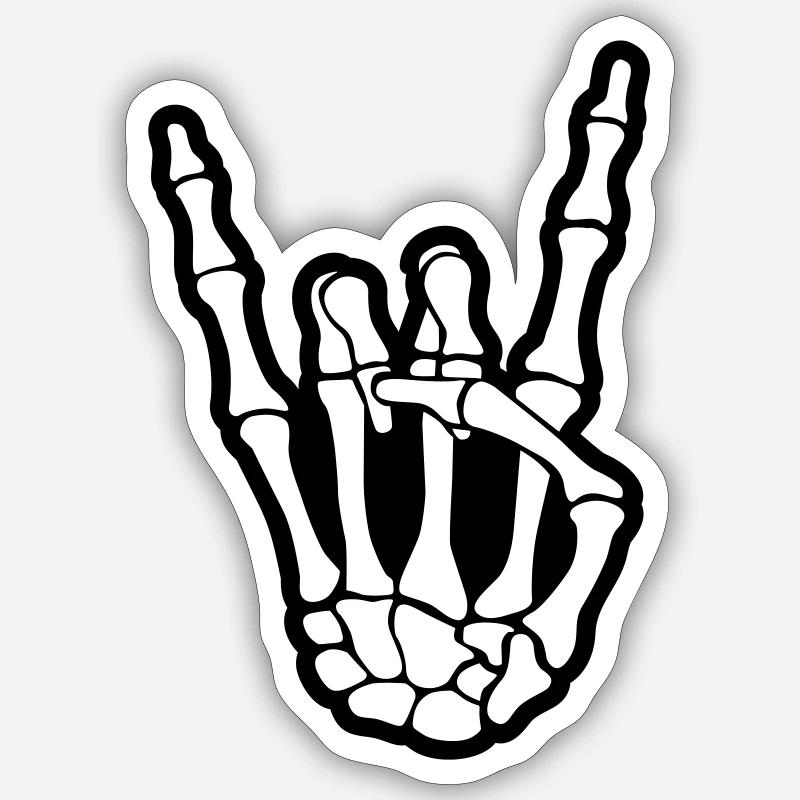skull rock hand - Sticker size S (10 x 10 cm) - white matte