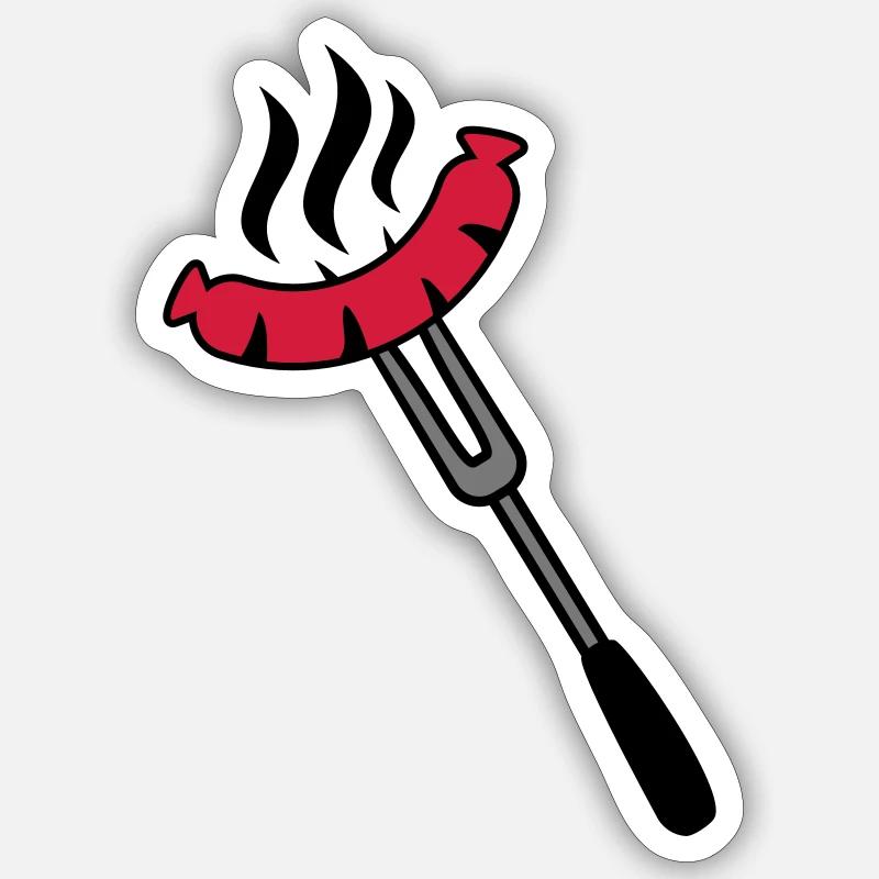Grill Sausage Logo - Sticker taille S (10 x 10 cm) - blanc mat