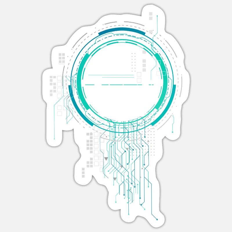 cpu pc nerd vaisseau spatial sci-fi carte mère lol cod Sticker taille S (10 x 10 cm)