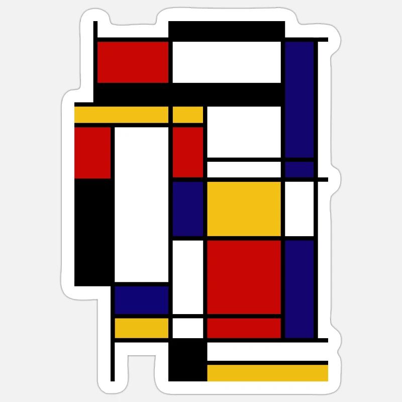 Modèle de Mondrian forme - Sticker taille S (10 x 10 cm) - blanc mat
