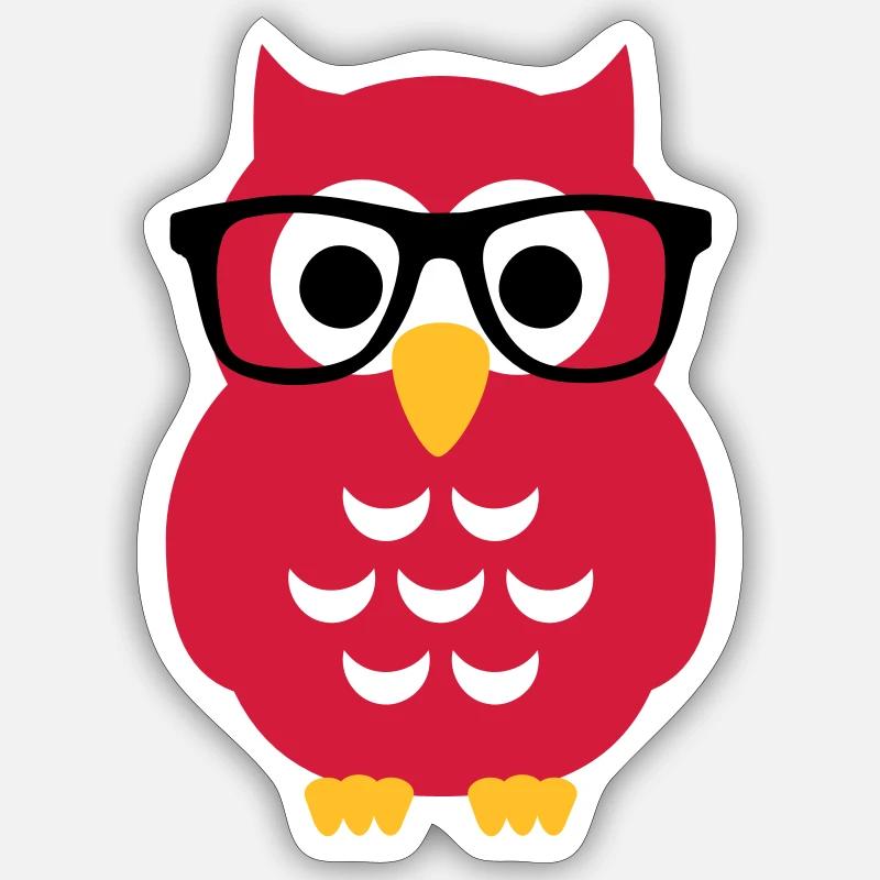 Chouette Hibou - Sticker taille S (10 x 10 cm) - blanc mat