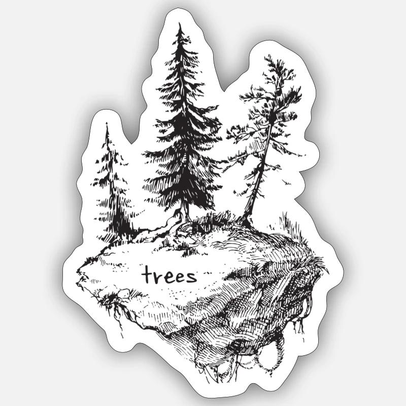 Trees - Sticker Größe S (10 x 10 cm) - Mattweiß