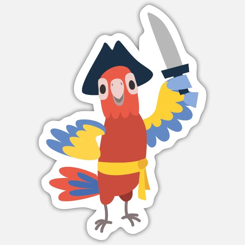 Perroquet - Sticker taille S (10 x 10 cm) - blanc mat