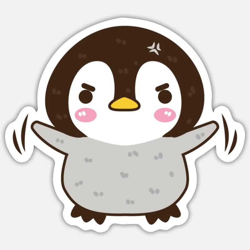 Cadeau mignon en colère de bébé pingouin - Sticker taille S (10 x 10 cm) - blanc mat
