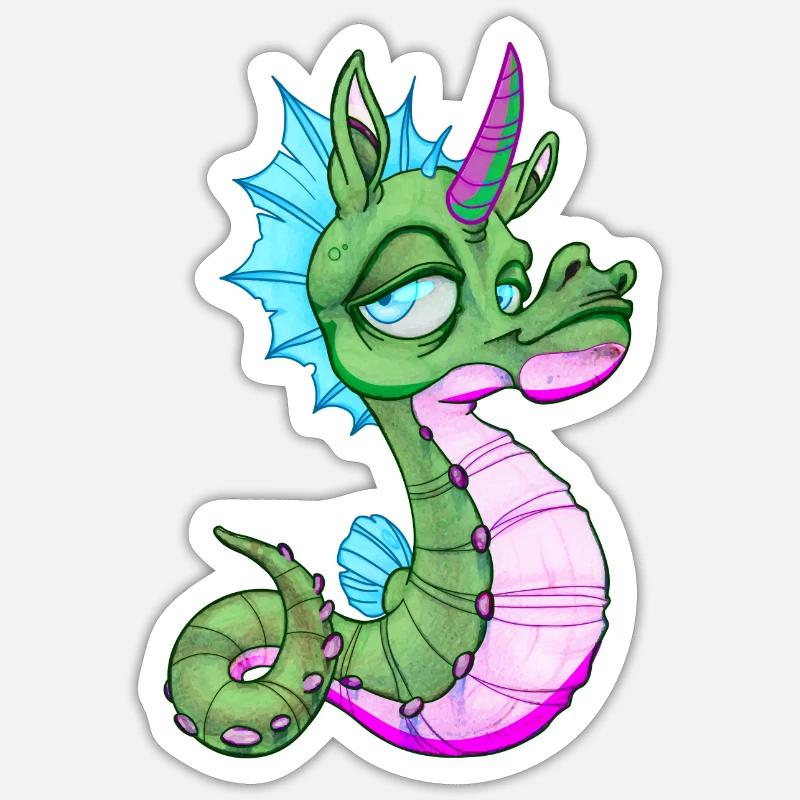Süßes Seepferd Einhorn Seepferdchen Geschenkidee - Sticker Größe S (10 x 10 cm) - Mattweiß