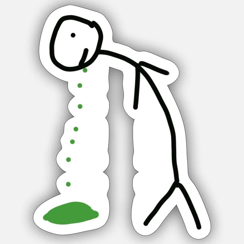 Kotzendes Strichmännchen - Sticker Größe S (10 x 10 cm) - Mattweiß