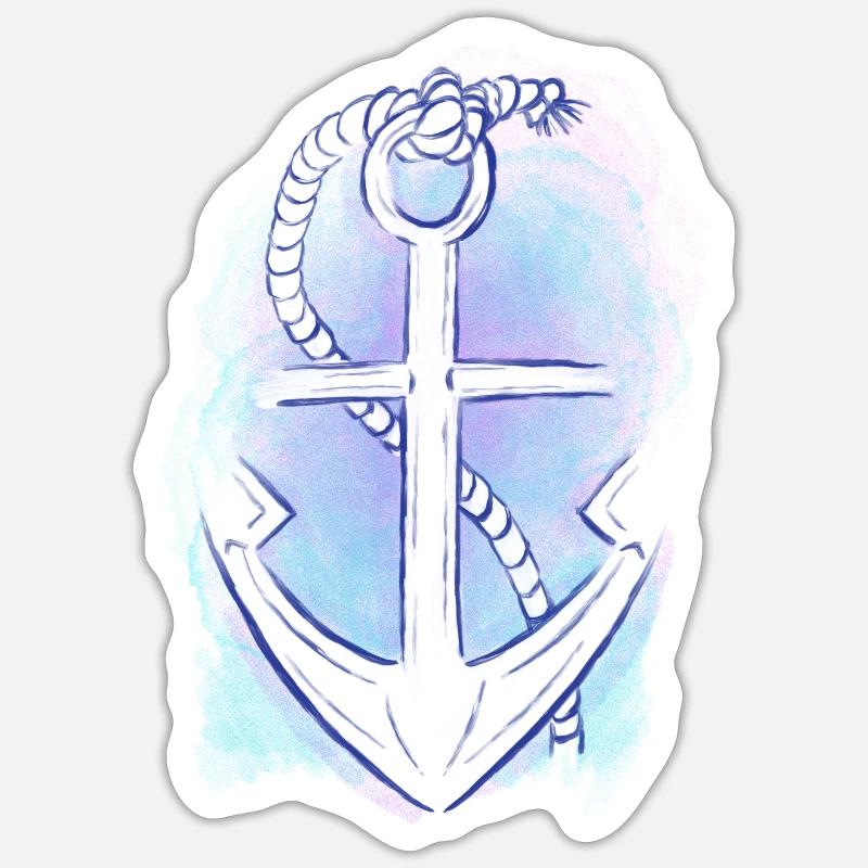 Anker Gemälde - Sticker Größe S (10 x 10 cm) - Mattweiß