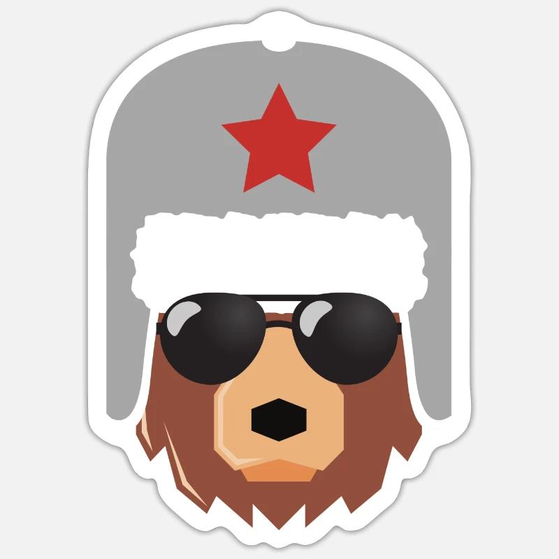 Ours russe, Russie, Poutine, - Sticker taille S (10 x 10 cm) - blanc mat