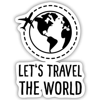 Let's travel the world - Sticker size S (10 x 10 cm) - white matte - Front