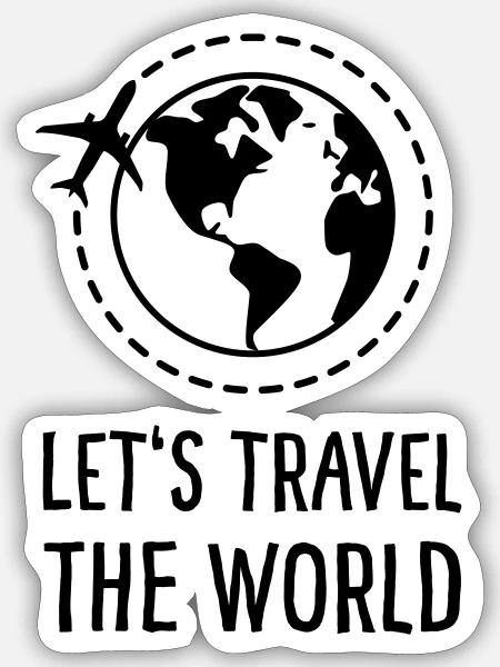 Let's Travel the World - Sticker Größe S (10 x 10 cm) - Mattweiß