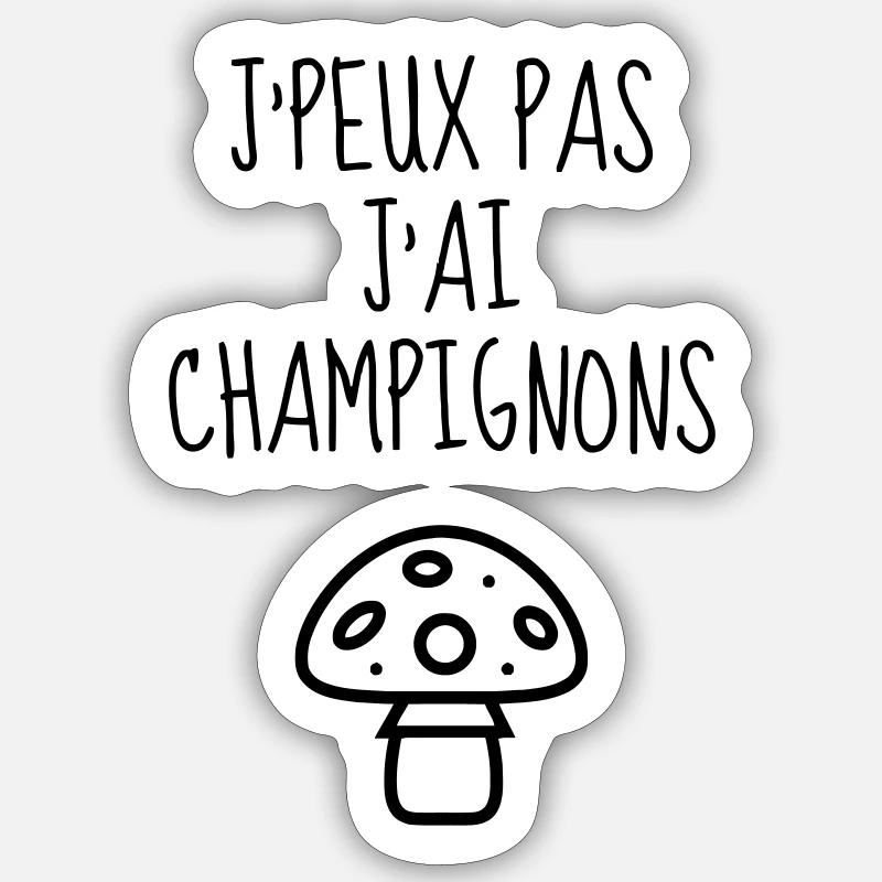 Chasse aux champignons / Champignon / Cueillette - Sticker taille S (10 x 10 cm) - blanc mat