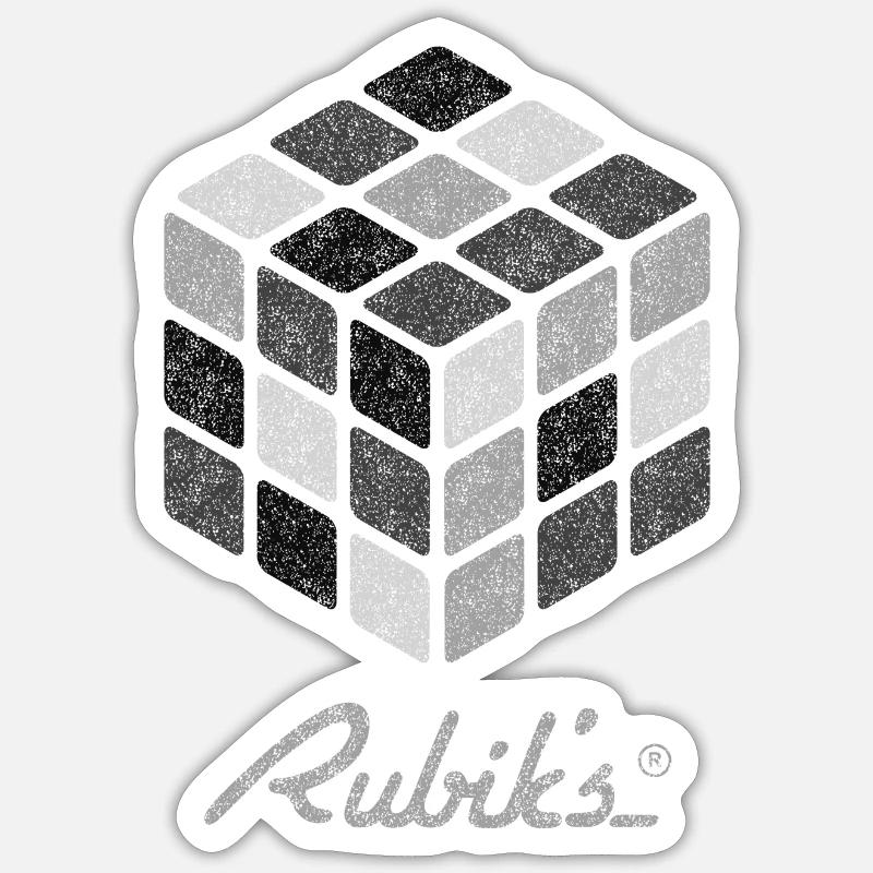 Rubik's Cube Imprimé Noir et Blanc - Sticker taille S (10 x 10 cm) - blanc mat