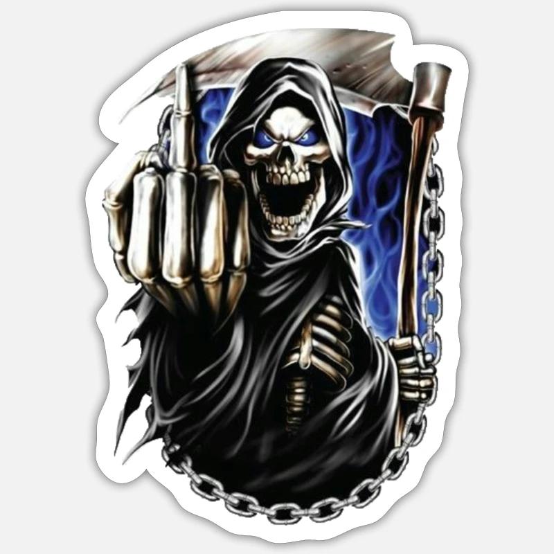 Sensenmann - Sticker Größe S (10 x 10 cm) - Mattweiß