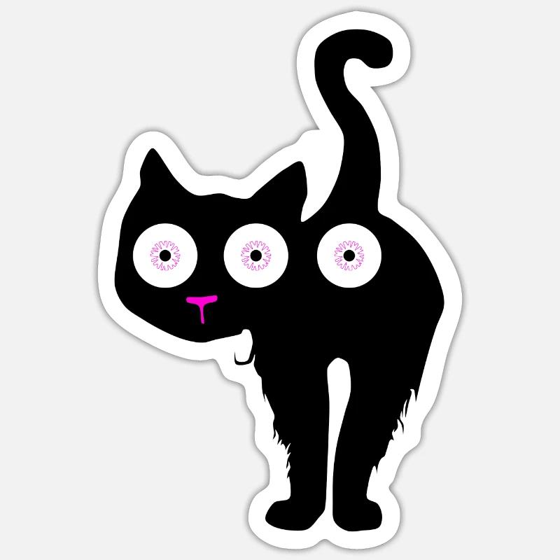 Katze mit drei Augen oder... Sticker Größe S (10 x 10 cm)