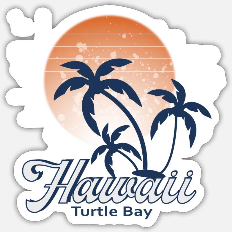 Hawaii Turtle Bay - Sticker taille S (10 x 10 cm) - blanc mat