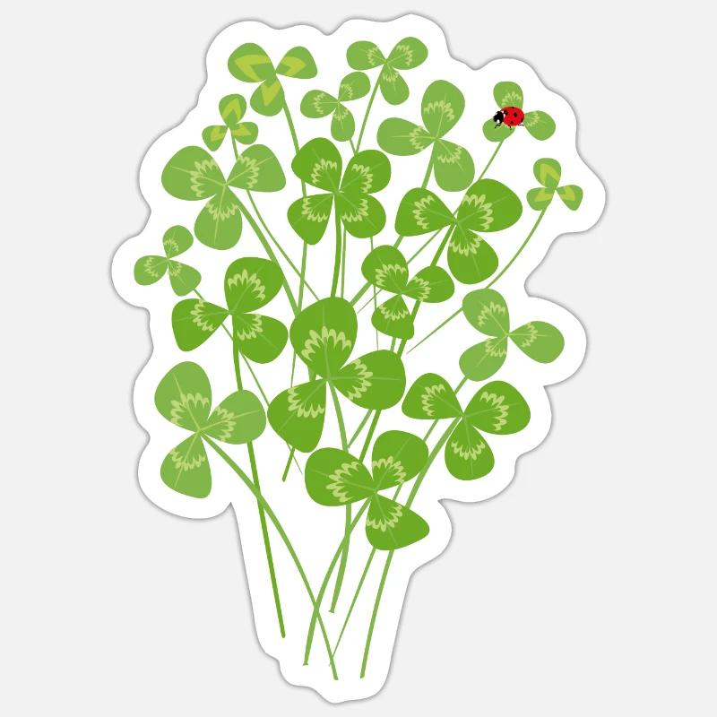 Ladybug clover luck - Sticker size S (10 x 10 cm) - white matte