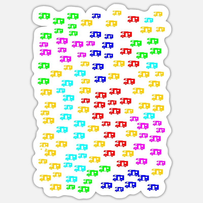 Wohnmobile klein bunt - Sticker Größe S (10 x 10 cm) - Mattweiß